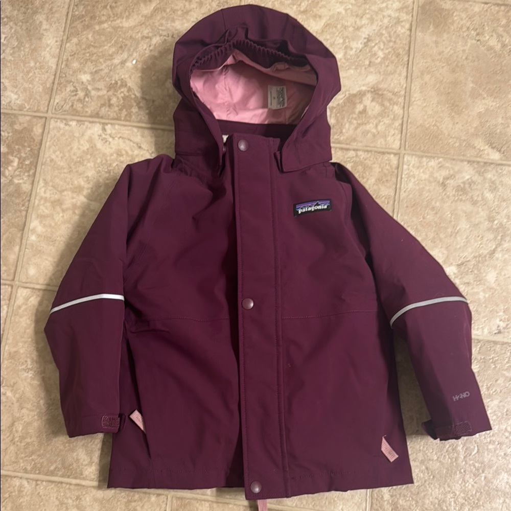 Patagonia Purple and Pink Raincoat with Reflective Details